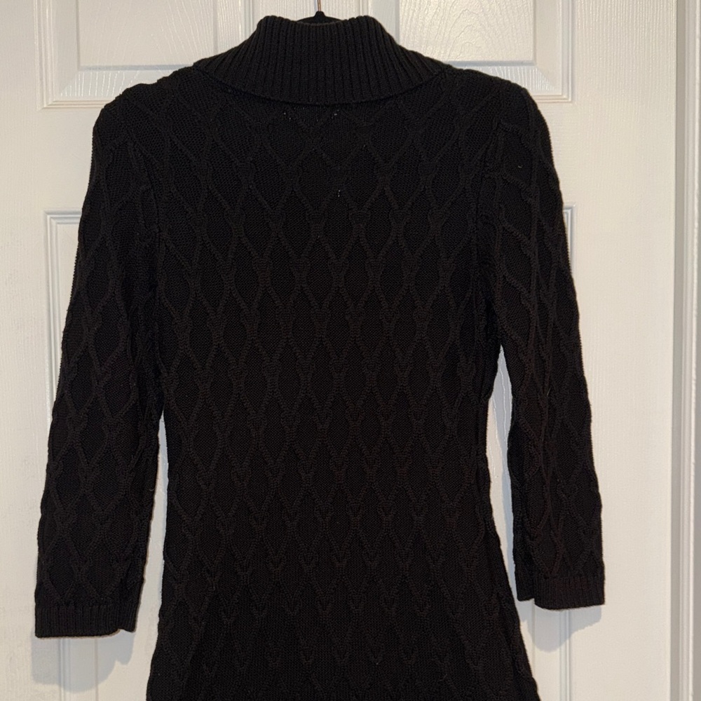Calvin Klein Cable Knit Shawl Collar Buckle Sweater Dress M - Picture 13 of 16